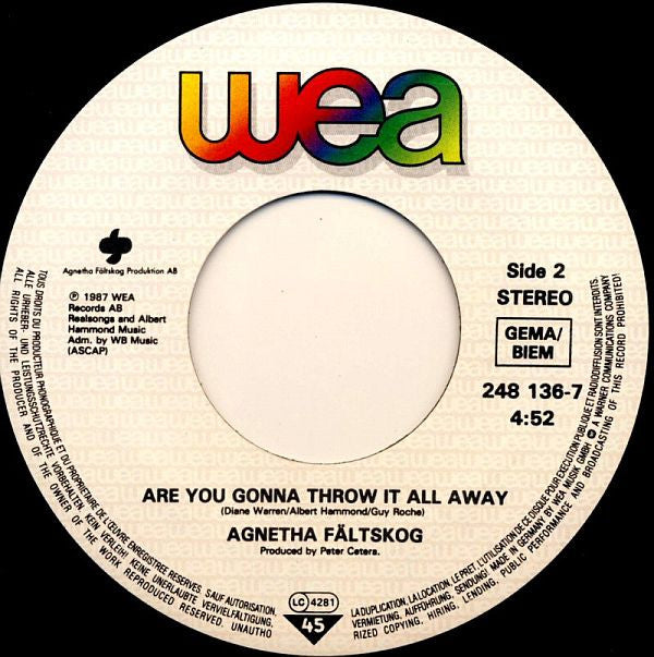 Agnetha Fältskog : The Last Time (7", Single)