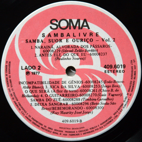 Samba Livre : Samba, Suor E Ouriço - Vol. 2 (LP)
