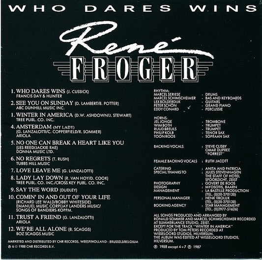 René Froger : Who Dares Wins (CD, Album)