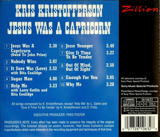 Kris Kristofferson : Jesus Was A Capricorn (CD, Album, RE)