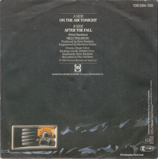 Willy Finlayson : On The Air Tonight (7", Single)