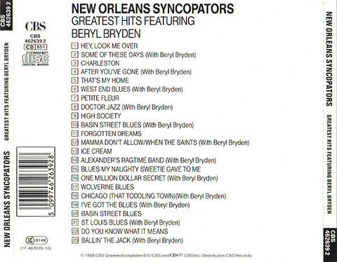 The New Orleans Syncopators : Greatest Hits Featuring Beryl Bryden (CD, Comp)