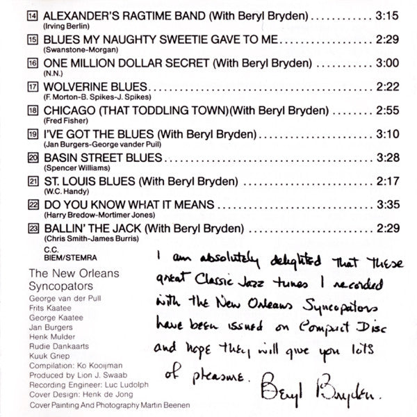 The New Orleans Syncopators : Greatest Hits Featuring Beryl Bryden (CD, Comp)