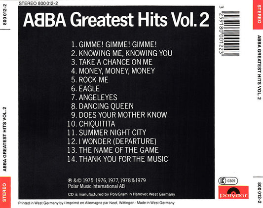 ABBA : Greatest Hits Vol. 2 (CD, Comp, Red)