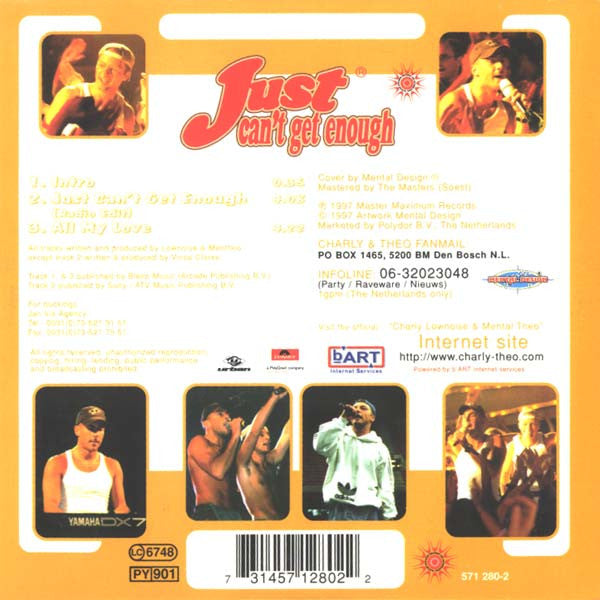 Charly Lownoise & Mental Theo : Just Can't Get Enough (CD, Maxi)