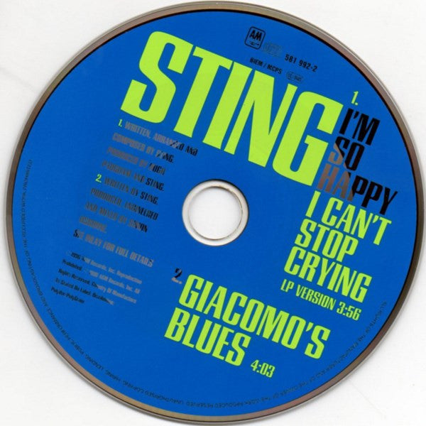 Sting : I'm So Happy I Can't Stop Crying (CD, Single, Car)