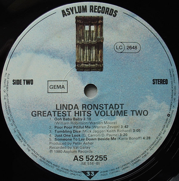 Linda Ronstadt : Greatest Hits Volume Two (LP, Comp, Gat)