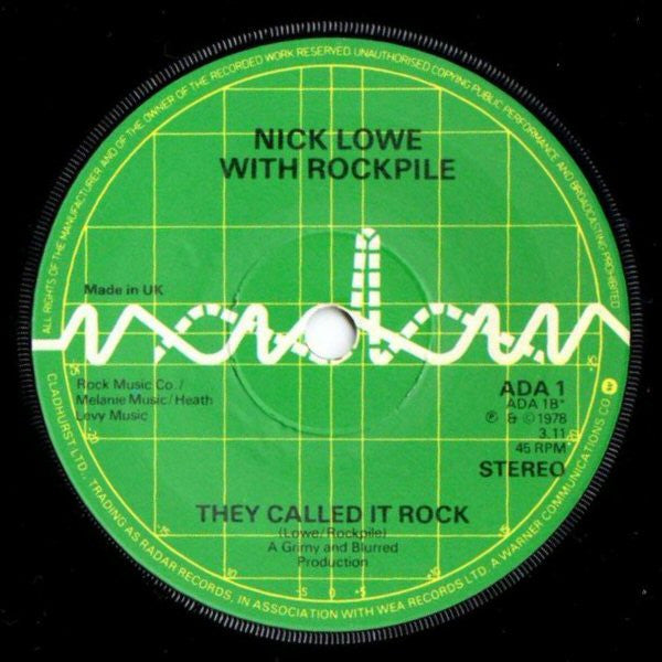 Nick Lowe : I Love The Sound Of Breaking Glass (7", Single, Sol)