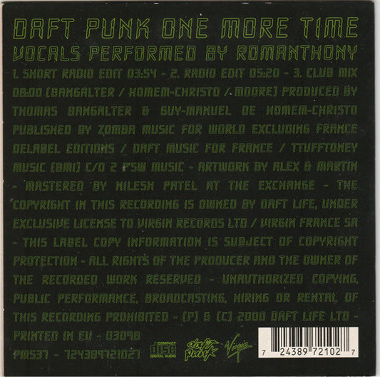 Daft Punk : One More Time (CD, Single, Car)