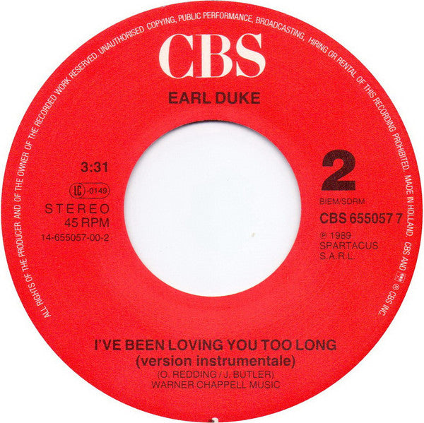 Earl Duke : I've Been Loving You Too Long (7", Single)