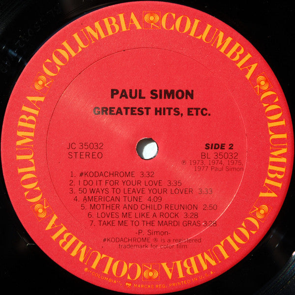 Paul Simon : Greatest Hits, Etc. (LP, Comp, RE, Car)
