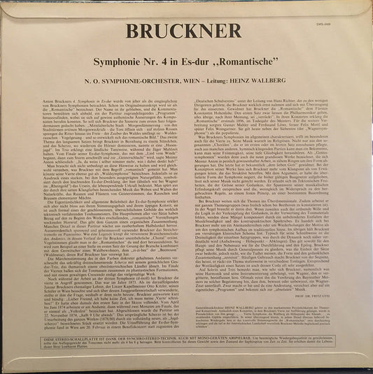Anton Bruckner — Tonkünstler Orchestra, Heinz Wallberg : Symphonie N°4 "Romantische" (LP)