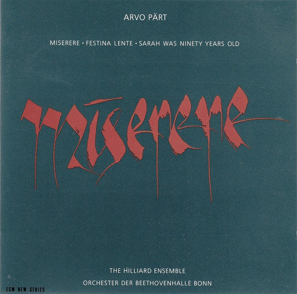 Arvo Pärt - The Hilliard Ensemble, Orchester Der Beethovenhalle Bonn : Miserere (CD, Album)