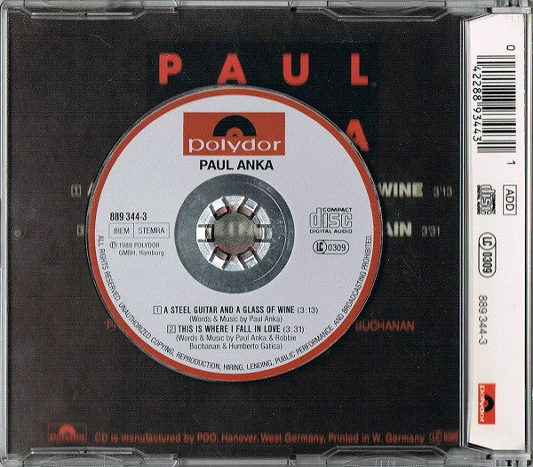 Paul Anka : A Steel Guitar And A Glass Of Wine (CD, Mini, Single)
