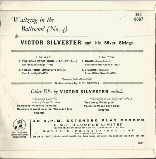 Victor Silvester and His Silver Strings : Waltzing In The Ballroom (No.4) (7", EP, Mono)