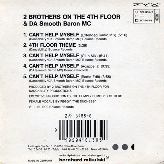 2 Brothers On The 4th Floor & Da Smooth Baron MC : Can't Help Myself (CD, Maxi, Blu)