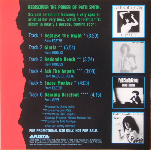 Patti Smith : In-Store Sampler (CD, Comp, Promo)