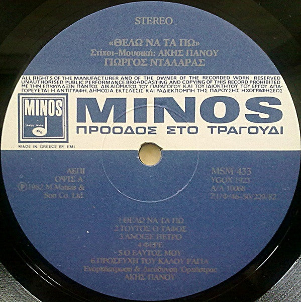 Άκης Πάνου, Γιώργος Νταλάρας : Θέλω Να Τα Πω (LP, Album)