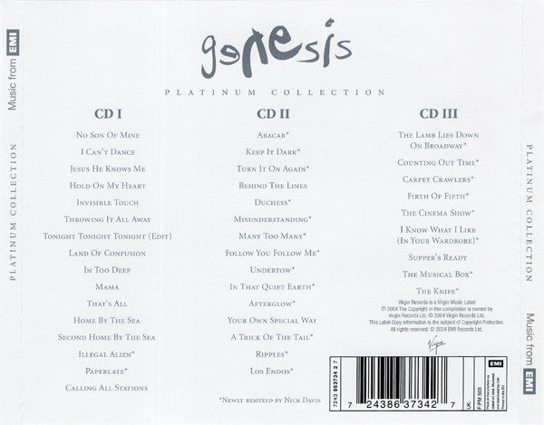 Genesis : Platinum Collection (3xCD, Comp, Med)