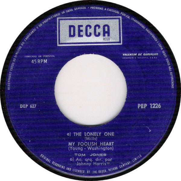 Tom Jones : I'm Coming Home (7", EP)