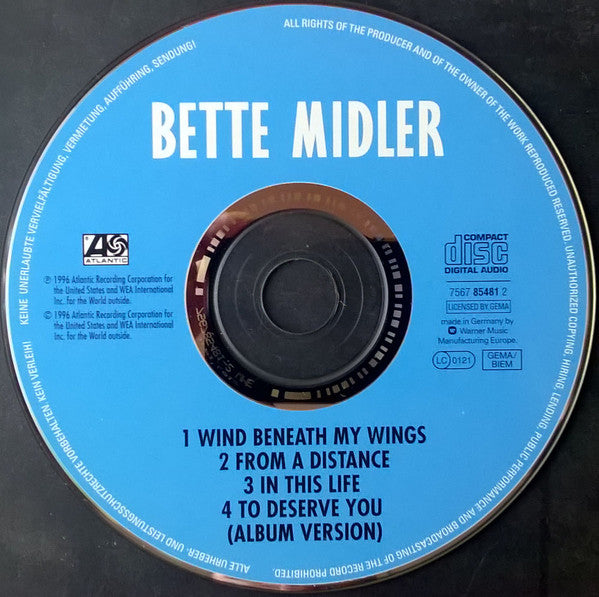 Bette Midler : Wind Beneath My Wings (CD, RE)