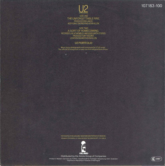 U2 : The Unforgettable Fire / A Sort Of Homecoming (7", Single)