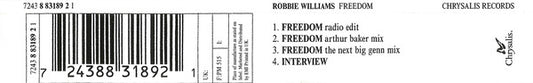 Robbie Williams : Freedom (CD, Single)