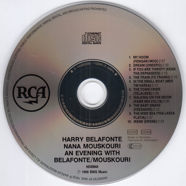 Harry Belafonte / Nana Mouskouri : An Evening With Belafonte / Mouskouri (CD, Album)