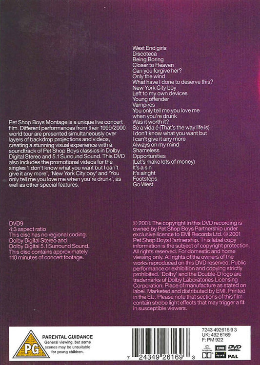 Pet Shop Boys : Montage (The Nightlife Tour) (DVD-V, Multichannel, PAL)