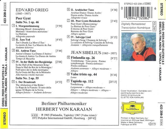 Edvard Grieg / Jean Sibelius, Berliner Philharmoniker, Herbert von Karajan : Peer-Gynt-Suiten Nr. 1 & 2 / Finlandia, Tapiola, Valse Triste (CD, Comp, RM)
