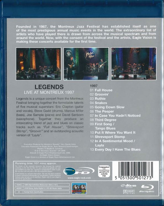 Eric Clapton, Steve Gadd, Marcus Miller, Joe Sample, David Sanborn : Legends Live At Montreux 1997 (Blu-ray, RE, Multichannel)