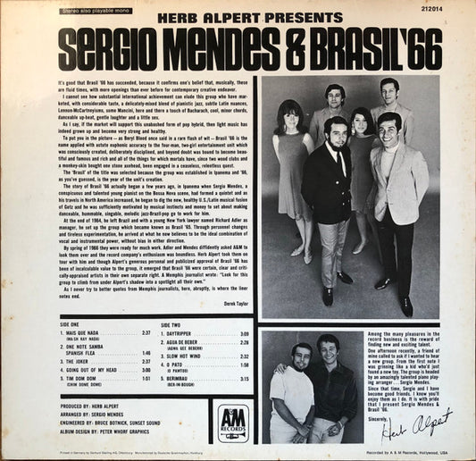 Sérgio Mendes & Brasil '66 : Herb Alpert Presents Sergio Mendes & Brasil '66 (LP, Album, RE, Sta)