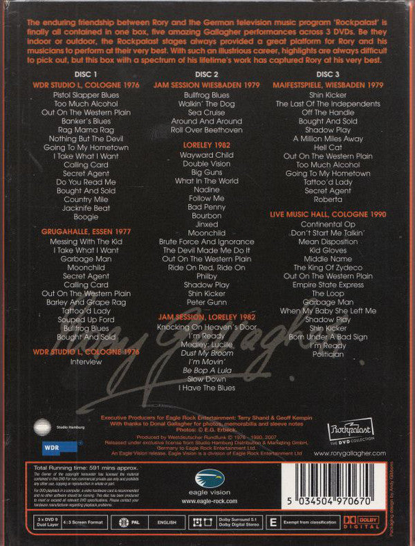 Rory Gallagher : Shadow Play - 5 Concerts 1976 - 1990 (3xDVD-V, PAL)