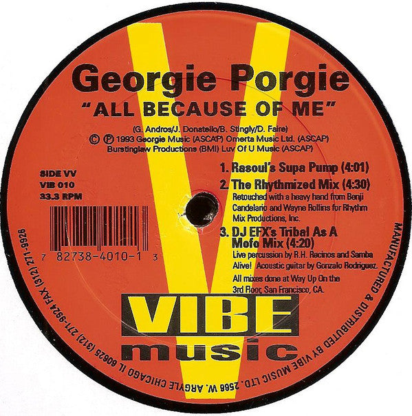 Georgie Porgie : All Because Of Me (New Club Remixes) (12")
