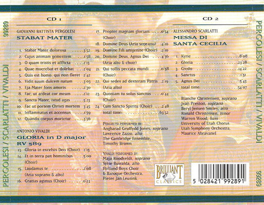 Giovanni Battista Pergolesi / Alessandro Scarlatti / Antonio Vivaldi : Stabat Mater / Messa Di Santa Cecilia / Gloria (2xCD, Comp, RE)