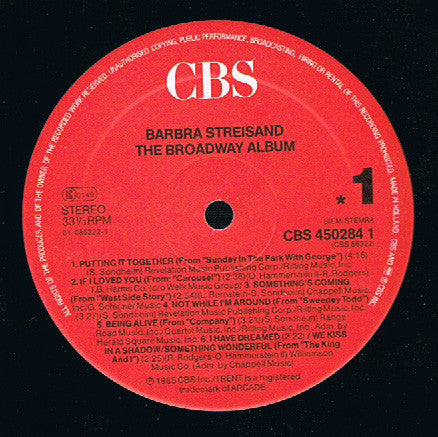 Barbra Streisand : The Broadway Album (LP, Album)
