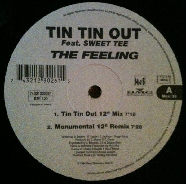 Tin Tin Out Feat. Sweet Tee : The Feeling (12", Maxi)