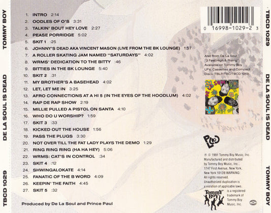 De La Soul : De La Soul Is Dead (CD, Album, Yel)