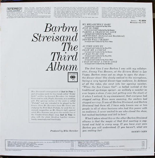 Barbra Streisand : The Third Album (LP, Album, RE)