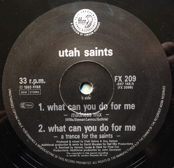 Utah Saints : Believe In Me (12")