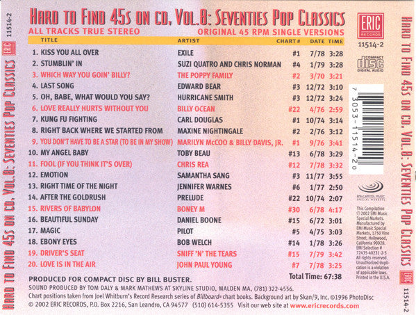 Various : Hard To Find 45s On CD, Vol. 8: Seventies Pop Classics (CD, Comp)