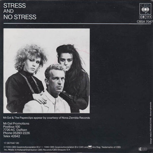Mr. Gel & The Paperclips : Stress (7", Single)