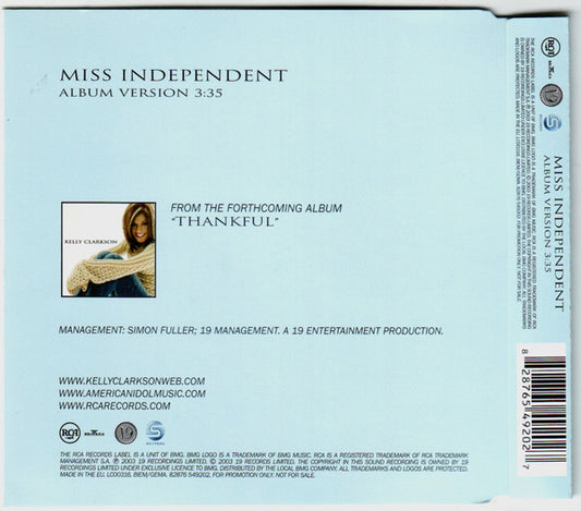 Kelly Clarkson : Miss Independent (CD, Single, Promo)