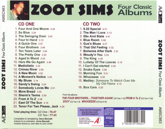 Zoot Sims : Four Classic Albums (2xCD, Comp, RM)