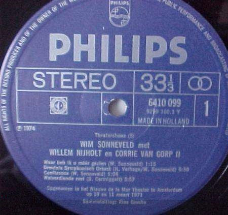 Wim Sonneveld Met Willem Nijholt En Corrie van Gorp : Theatershows-5 (Wim Sonneveld Met Willem Nijholt En Corrie Van Gorp Deel II) (LP)