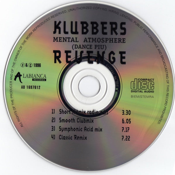 Klubbers Revenge : Mental Atmosphere (Dance Piu) (CD, Maxi)