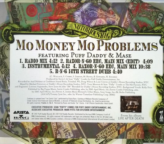 Notorious B.I.G. Featuring Puff Daddy & Mase : Mo Money Mo Problems (CD, Single)