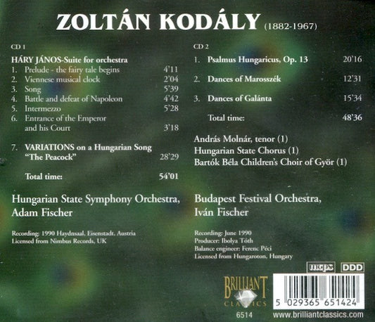Zoltán Kodály : Háry János Suite / Dances Of Marosszék / Dances Of Galánta / Peacock Variations / Psalmus Hungaricus (2xCD, Comp)