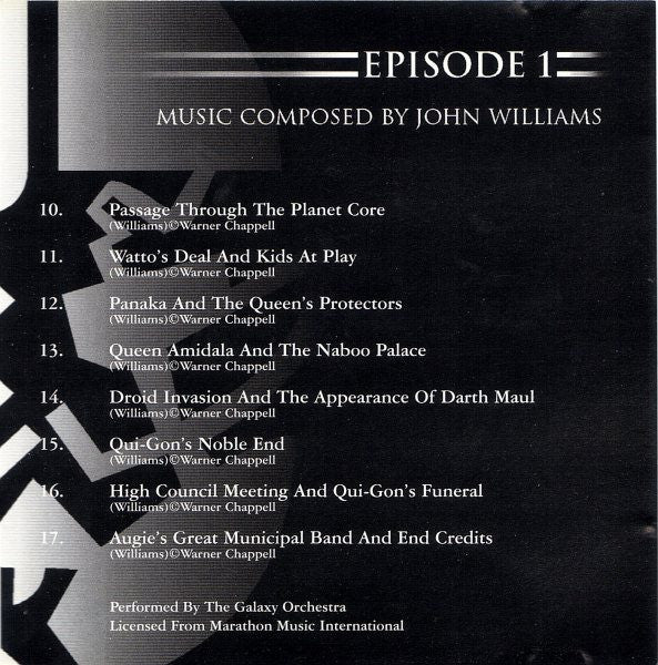 Galaxy Orchestra : Star Wars Episode 1 (The Galaxy Orchestra's Tribute To The George Lucas Motion Picture) (CD, Album)