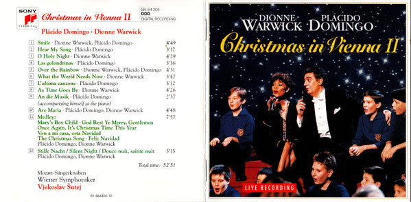 Placido Domingo, Dionne Warwick, Mozart-Sängerknaben, Vjekoslav Sutej, Wiener Symphoniker : Christmas In Vienna II (CD, Album, SBM)